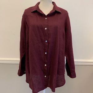 J.Jill Love Linen tap cuff sleeve Eggplant XLP